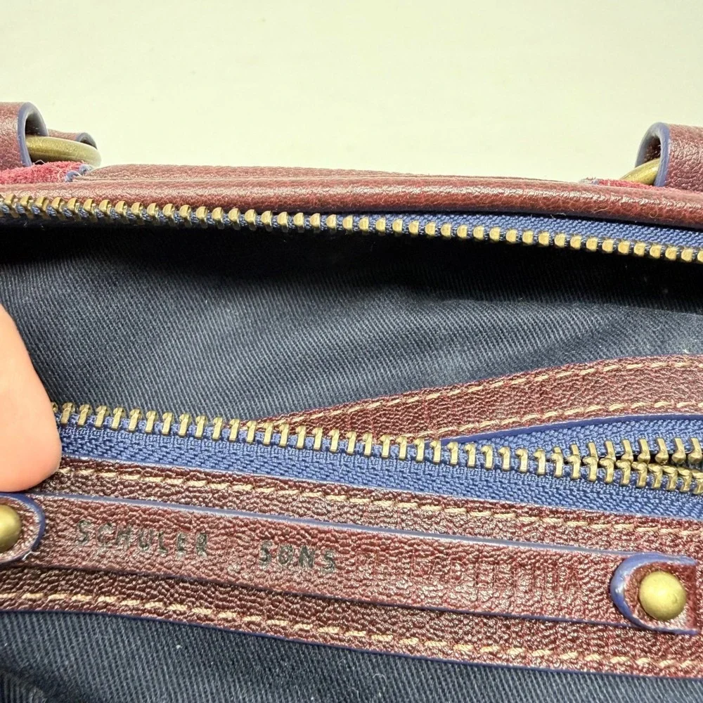Schuler & Sons Anthropologie retro Burgundy Pebbled Leather Suede Doctor Bag